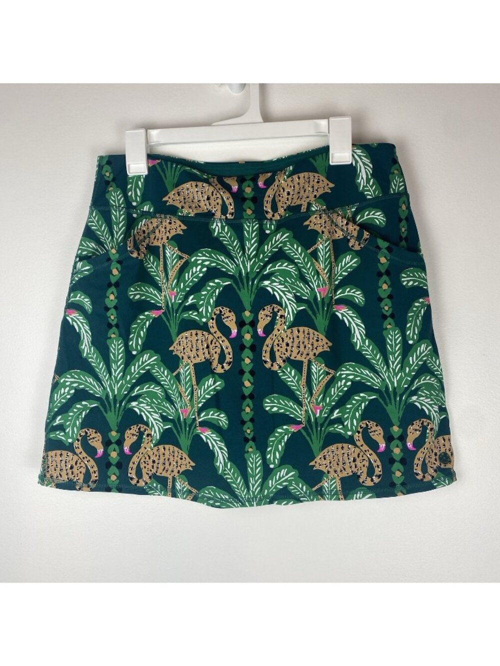 Lilly Pulitzer Green Palm & Flamingo Pattern Skort